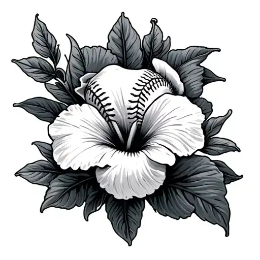 Texas Baseball Hibiscus Flower Surrounded