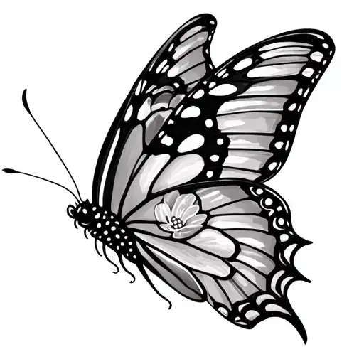 Detailed Butterfly Floral Wings Made