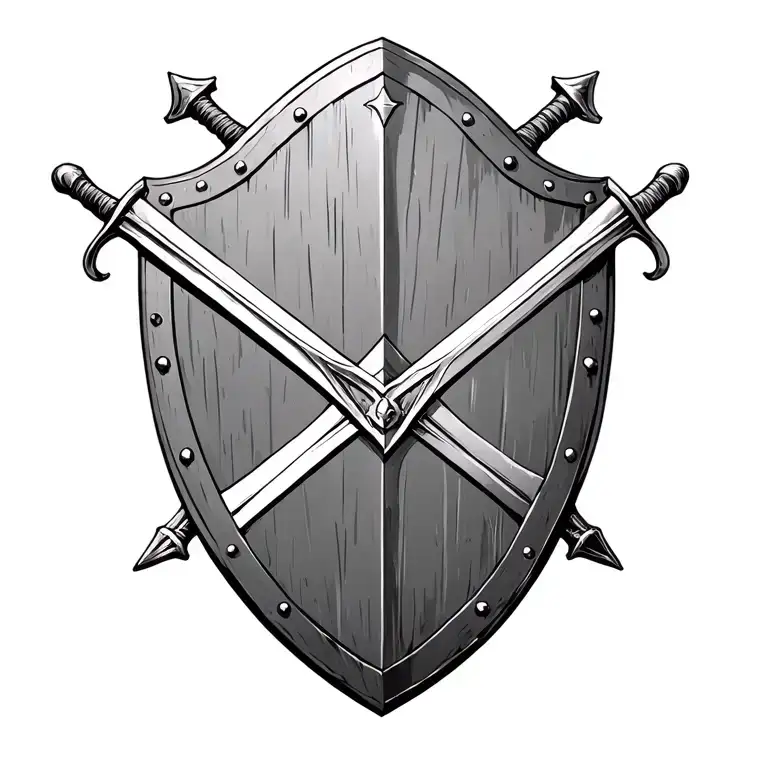 Medieval Shield With Two Swords On The Back Of It