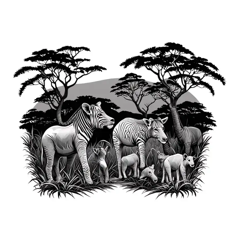 Safari Scene With Animals