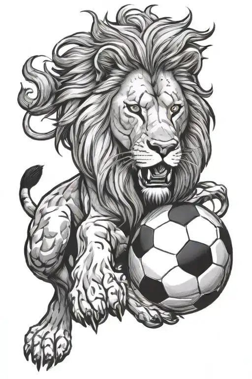 Lion With Soccer Ball