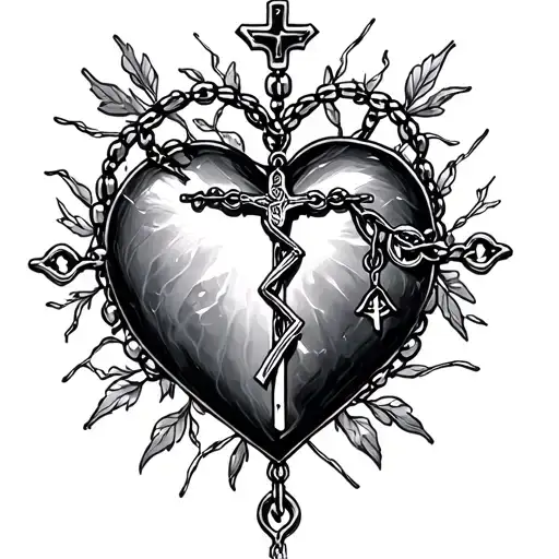 Feminine Rosary With A Broken Heart