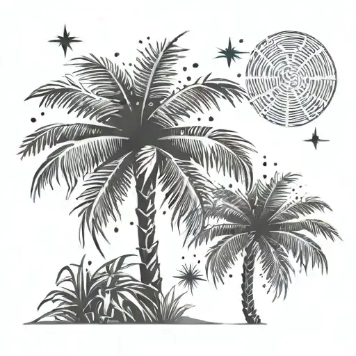 Palm Tree And Fireworks