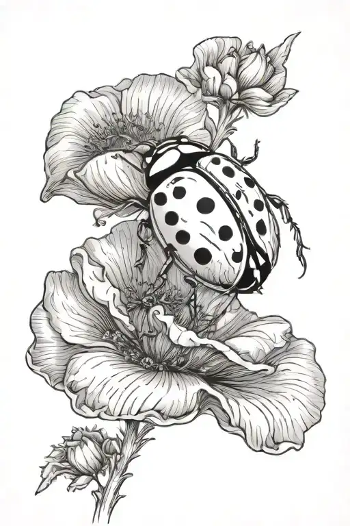 Ladybug On A Poppy Flower