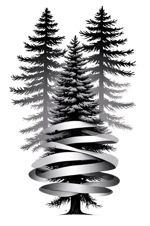 Pine Trees Wrapping With Gradient Bottom Part