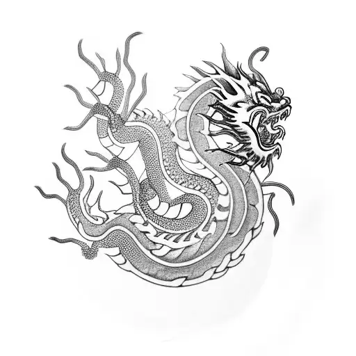 Chinese Dragon With Buddhist Blessing Writen Around It