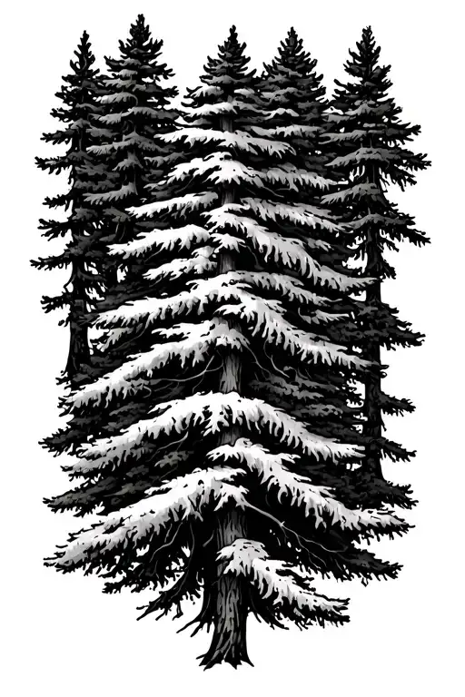 Pine Trees That Allign In A Forrest Formation Straight Line Wrapping 360 Degrees Around Forearm