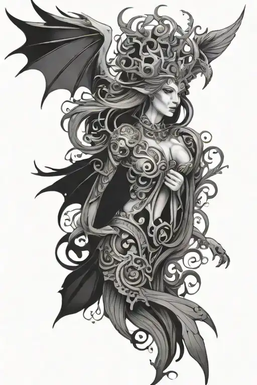 Creative Mythical Grey And Black