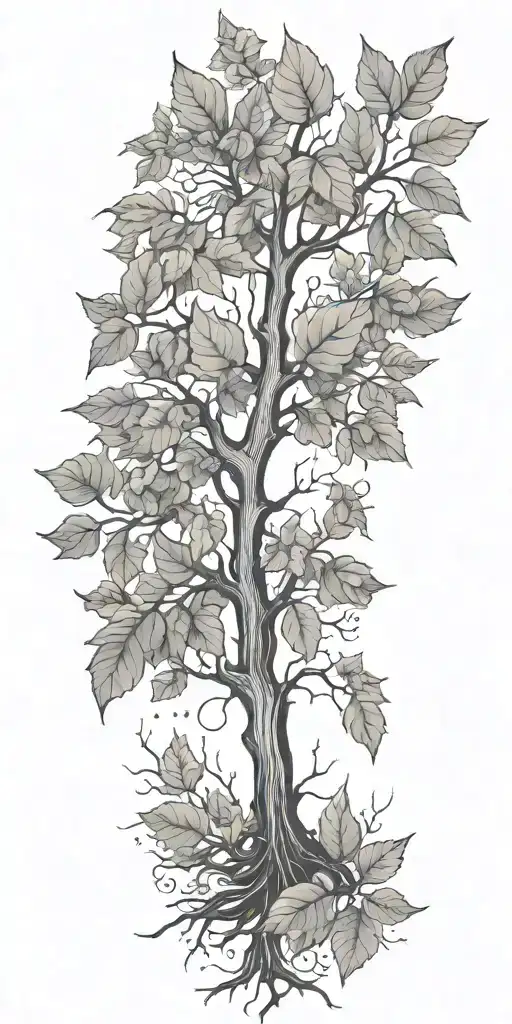 Tree And Leaves Falling