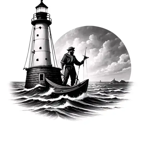 A Sailor Holding A Lighthouse Life And Death