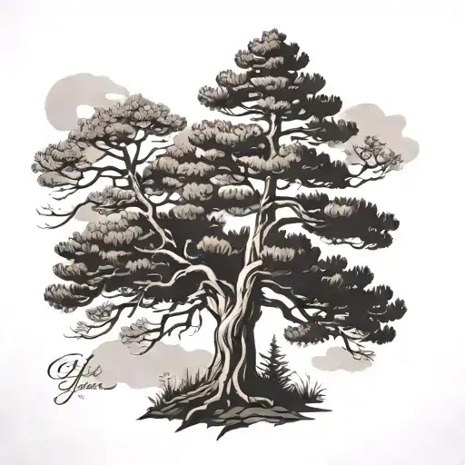 Left Hand Tatto Pine Tree