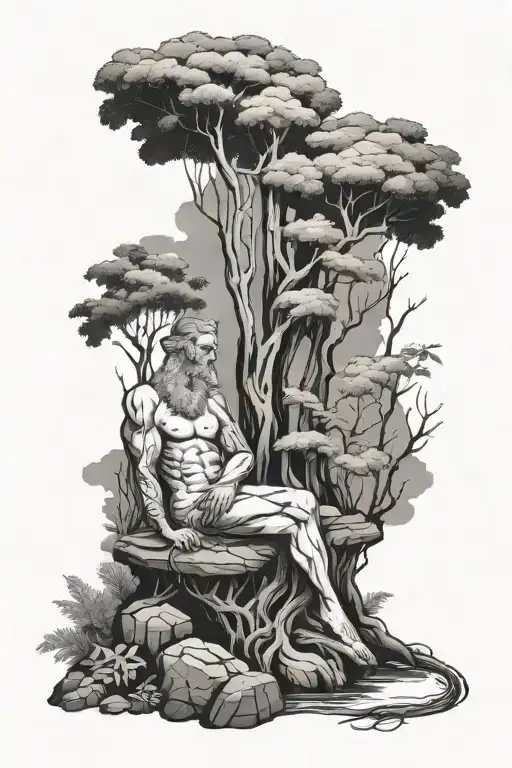 Forest With Medical Staff Of Aesculapius