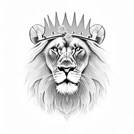Lion With Crown And Flowers