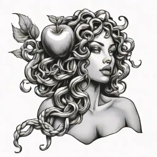 Eve As Medusa Biting The Apple
