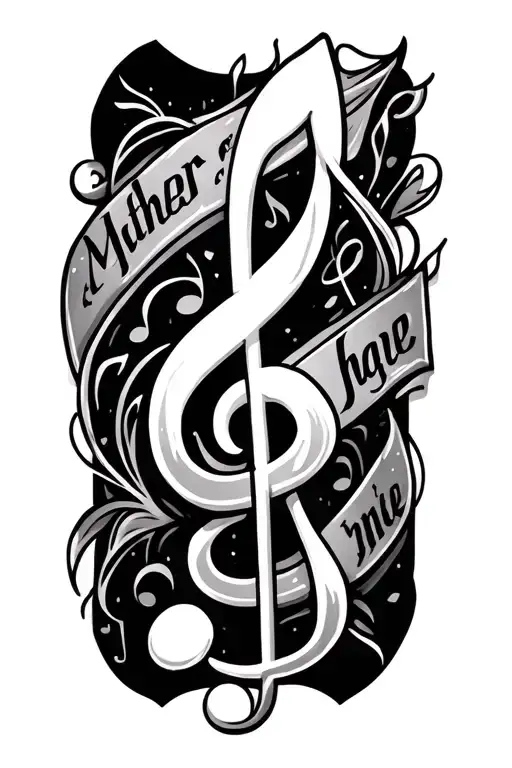 Fathers Name Written With A Music Note Intertwined