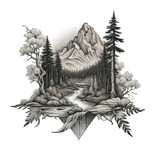 Path Through Forest Mountainous Background River