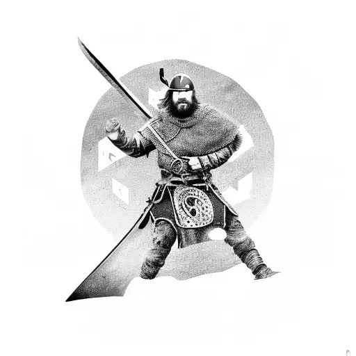 Viking Warrior Wielding A Sword In Front Of A Icelandic Landscape