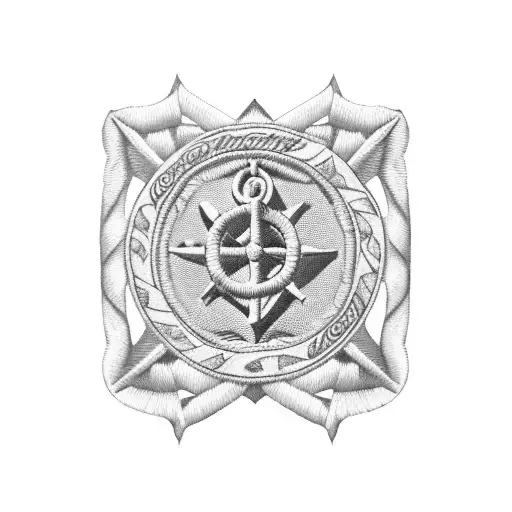 Anchor With Compass And Army Sergeant Rank Patch