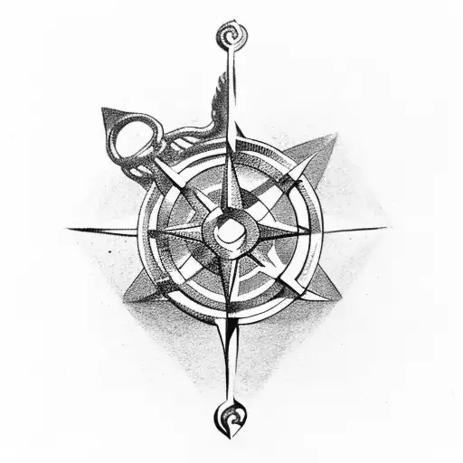 Anchor With Compass And Army Sergeant Rank On Either Side