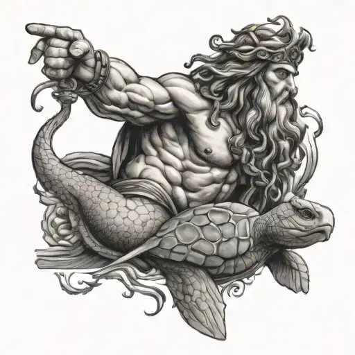 Poseidon With Turtle