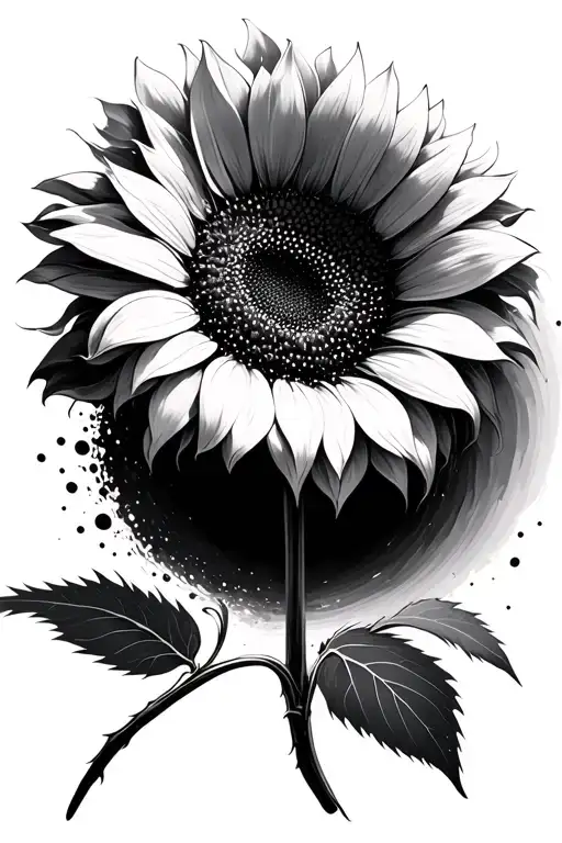 Blackhole Fading Into Sunflower With Stem