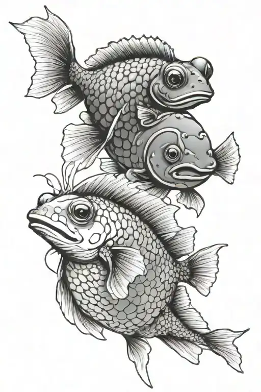 Rainbow Fish And Frog Sitting