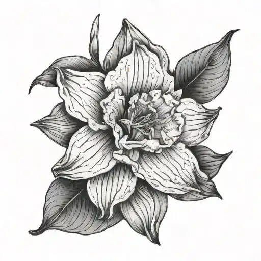 Fine Line Tatto Daffodil And Violet Flower