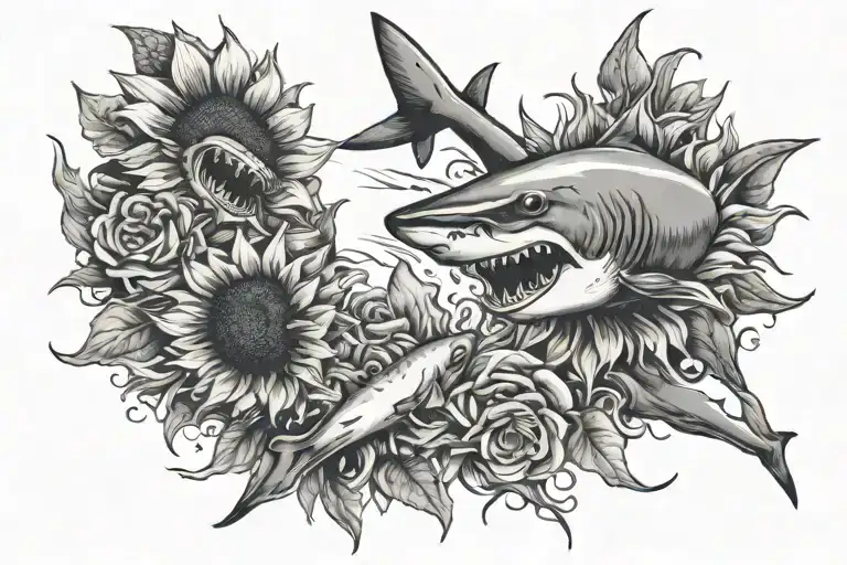 Sunflower And Sharks Chasing Each Other