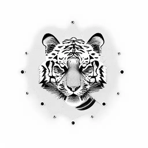 A Sports Betting Themed Tattoo Featuring A Tiger And Various Statistical Symbols