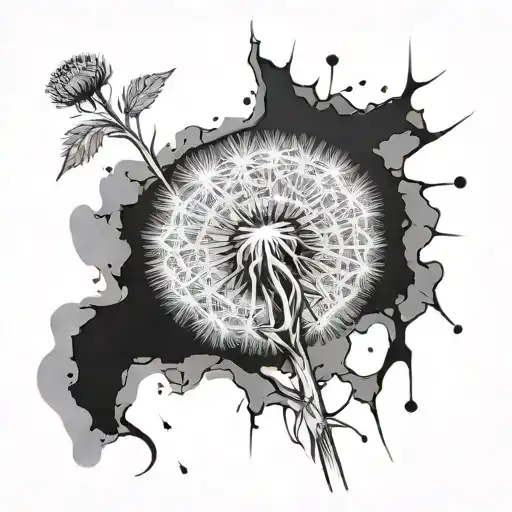 Graceful Dandelion Growing From A Crack In Cement