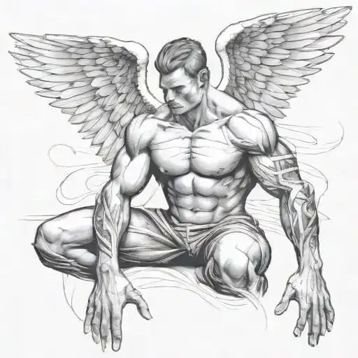 Men Stand Up Dark Angel Dosing Gym Poses