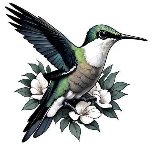 Hummingbird With Animal Jawbone The Skull Wears