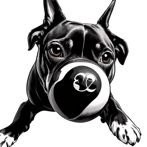 Dog With 8 Ball In Mouth