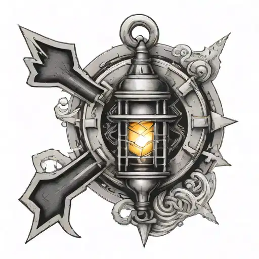 Nautical Symbol Combined With Mining Latern