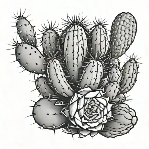 Mexican Cactus Full Sleve Tattoo Design Featuring