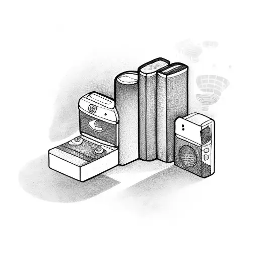 A Bookshelf With Coffee Cups And Gaming Consoles On The Shelves