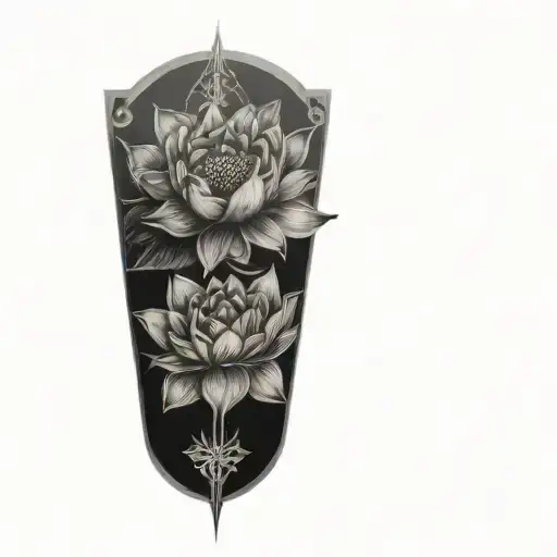 Lotus Flower And Compass With Roses