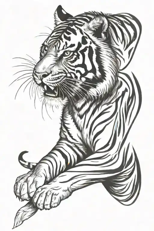 Tiger In A Strip Forming The Shape