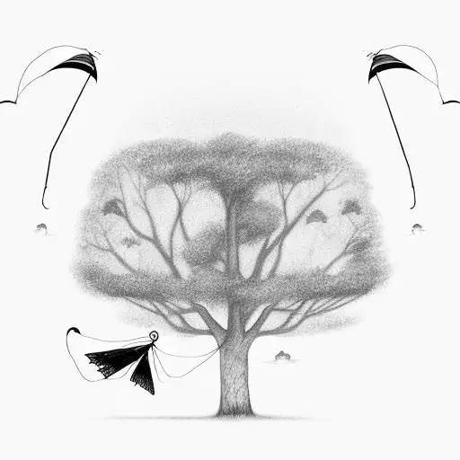 Forest With A Kite Flying Above