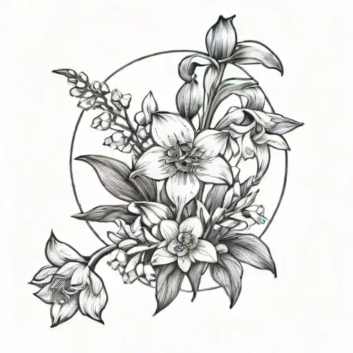 Lilly Of Valley And Daffodil Circle Surrounding