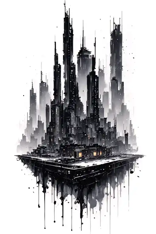Dystopian Sketch Cyberpunk Cityscape