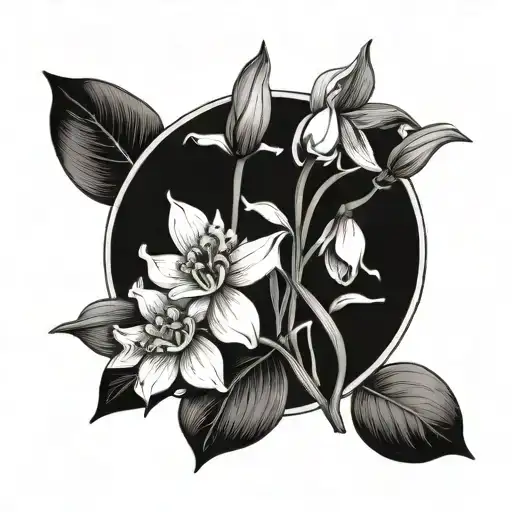 Lilly Of Valley And Daffodil Circle Minimalist