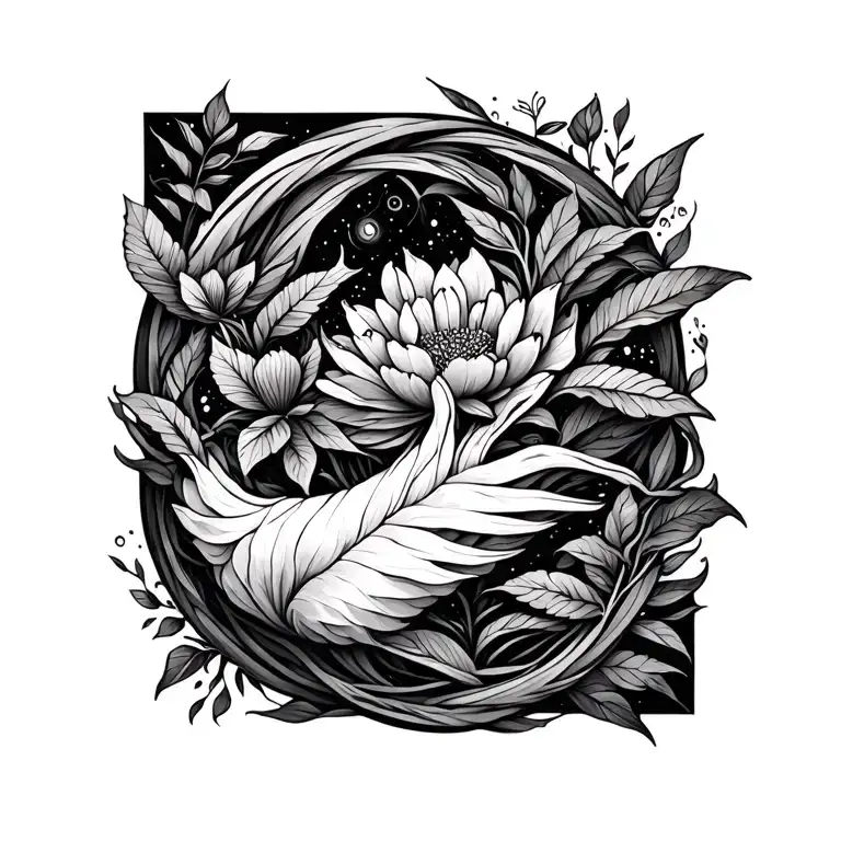 Whimsical Nature Elements Intertwined