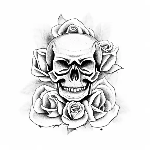 Cute Skull With Roses
