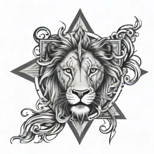 Lion With A Cross Intertwined In Eye Surrounded