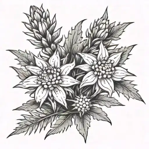 Edelweiss Flower Simple Line Drawing