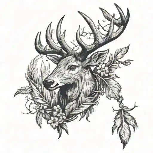 Simple Antler And Feather