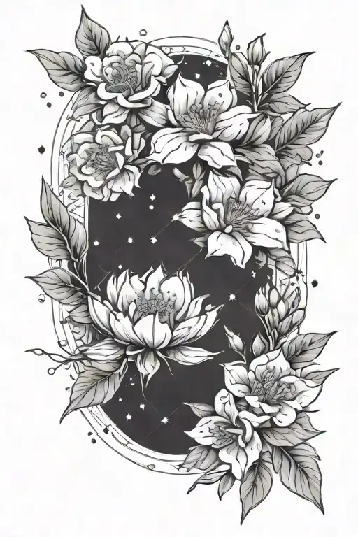 July Birth Flower With The Constellation For The Zodiac Shin Cancer