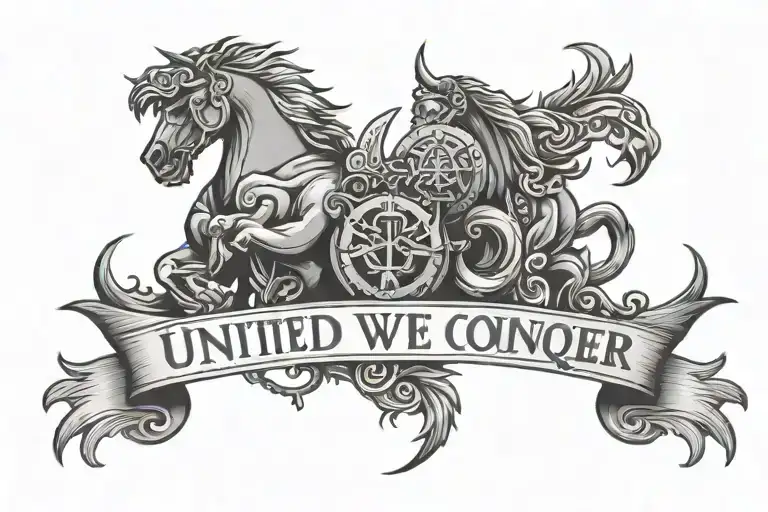 United We Conquer En S Horizontal Line