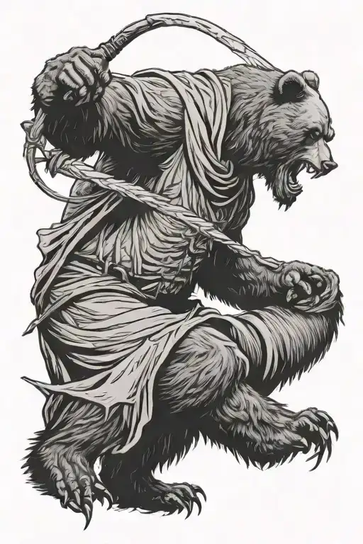 Bear Fighting Grim Reaper